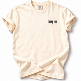 Thank You Cross Premium T-Shirt in Ivory, front flat mockup