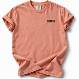 Thank You Cross Premium T-Shirt in Terracotta, front flat mockup