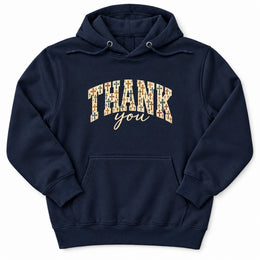 Thank You Cross Pattern Premium Hoodie in Navy, flat front mockup