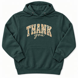 Thank You Cross Pattern Premium Hoodie in Sports Green, flat front mockup
