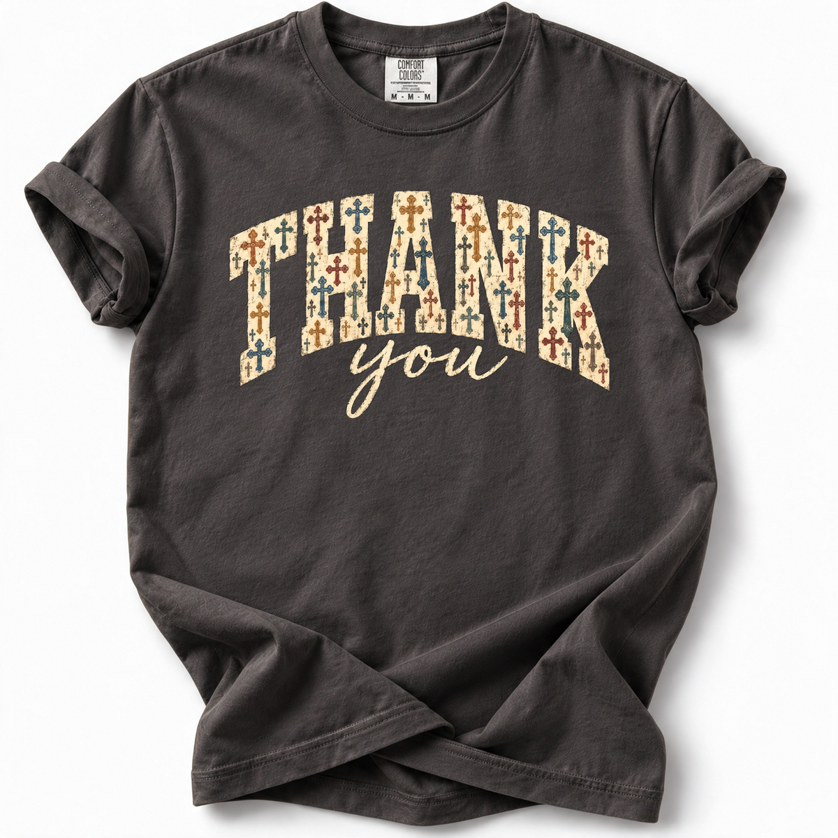 Thank you Cross Pattern Premium T-Shirt — Graphite
