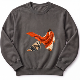Touch the Hem Premium Sweatshirt in Pepper, measured flat mockup