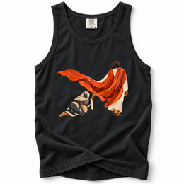 Touch the Hem Premium Tank in Black, measured flat mockup