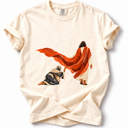 Touch the Hem Premium T-Shirt in Ivory, measured flat mockup