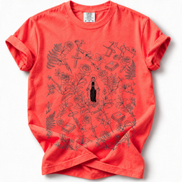 Virgin Mary Floral Premium T-Shirt — Paprika