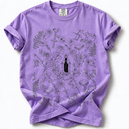 Virgin Mary Floral Premium T-Shirt — Violet