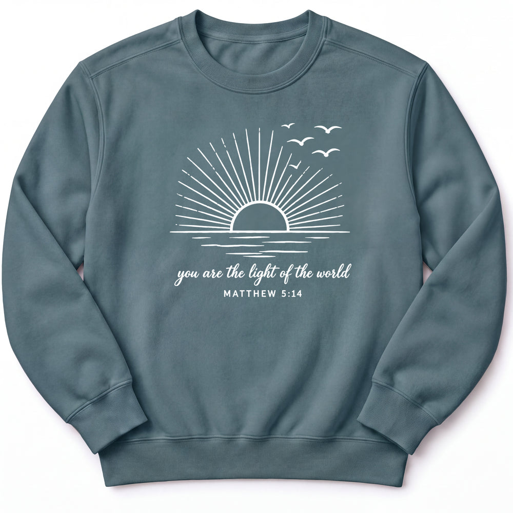 You are the light of the world Premium Sweatshirt — Blue Spruce — Front