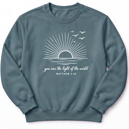 You are the light of the world Premium Sweatshirt — Blue Spruce — Front