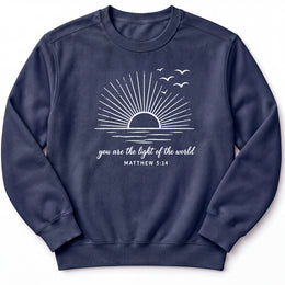 You are the light of the world Premium Sweatshirt — True Navy — Front