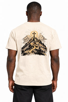 Your Light Has Come Edition T-Shirt in Ivory – back mountain and cross artwork on Dante