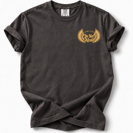 Be Not Afraid Angel Edition T-Shirt — Graphite front folded mockup