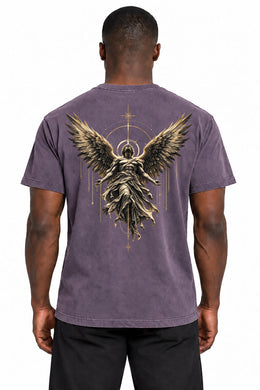 Be Not Afraid Angel Edition T-Shirt — Wine back on model, exact original angel design