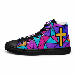 Stained Glass High Tops, outer profile with gold cross