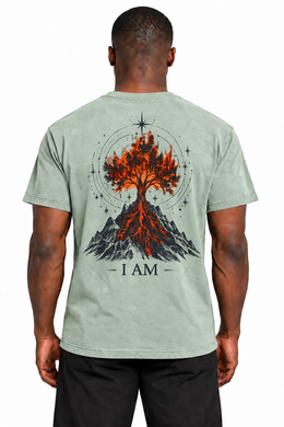 I AM Burning Bush Edition T-Shirt in Bay — back burning bush design