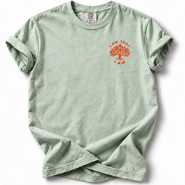 I AM Burning Bush Edition T-Shirt in Bay — front chest design