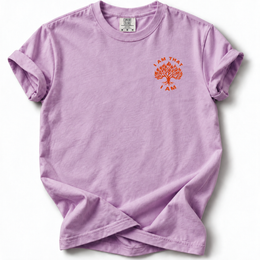 I AM Burning Bush Edition T-Shirt in Orchid — front chest design