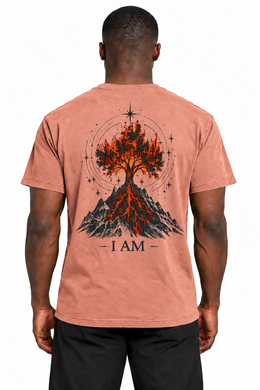 I AM Burning Bush Edition T-Shirt in Terracotta — back burning bush design