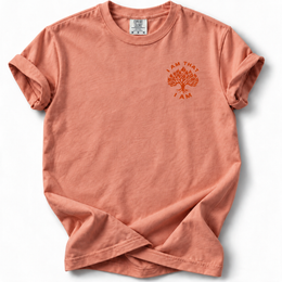 I AM Burning Bush Edition T-Shirt in Terracotta — front chest design